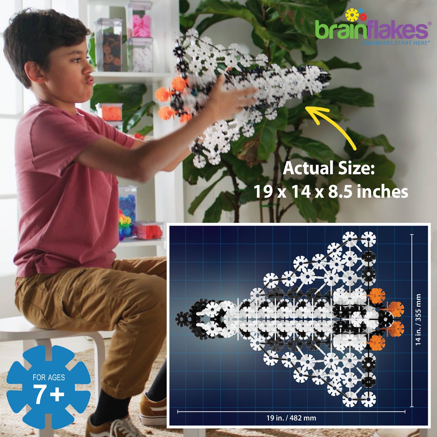 VIAHART Toy Co. - Brain Flakes Space Shuttle Building Set & Instruction Book