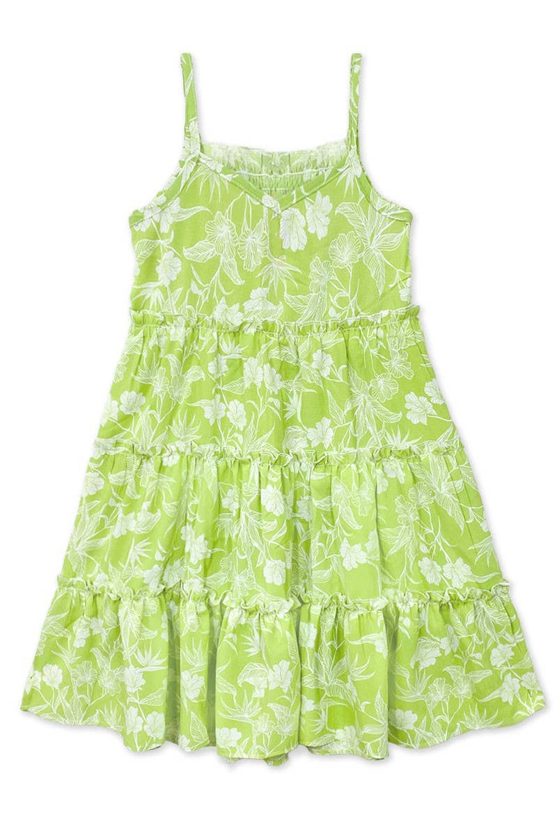 Maxi Dress w/ Back Smocking (Green Floral)