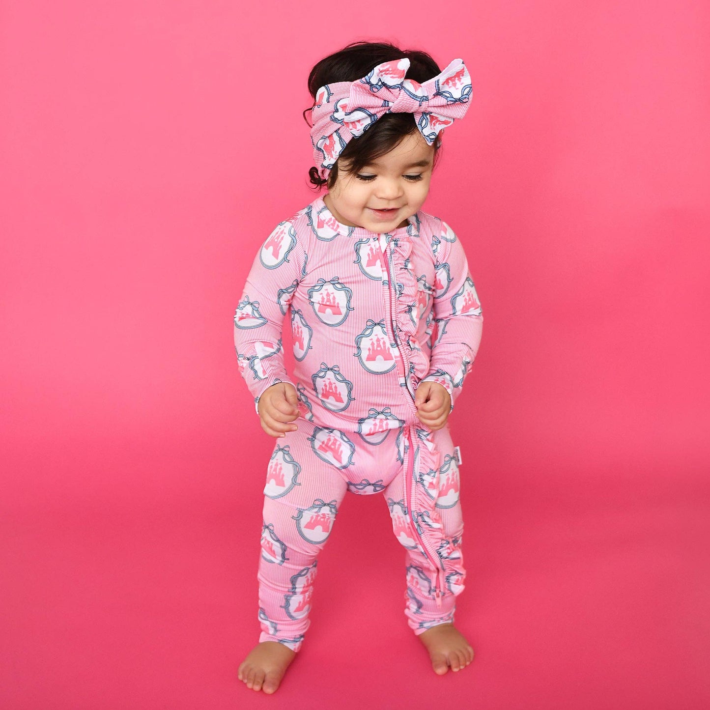 Maeve Castles RUFFLE ZIP Bamboo One Piece Baby Outfit