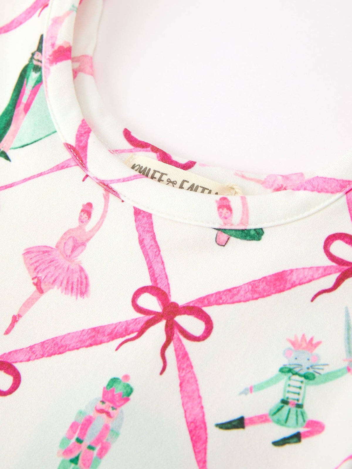 Girls Ballet Christmas Bow Print Flare Dress