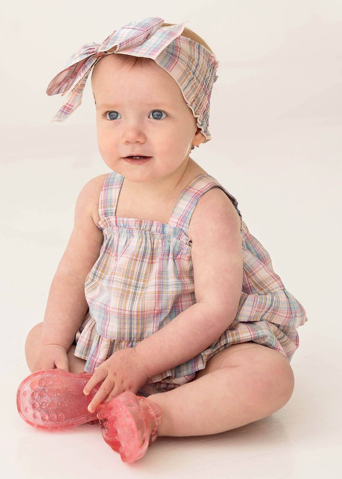Orchid Farm Gingham Baby Romper
