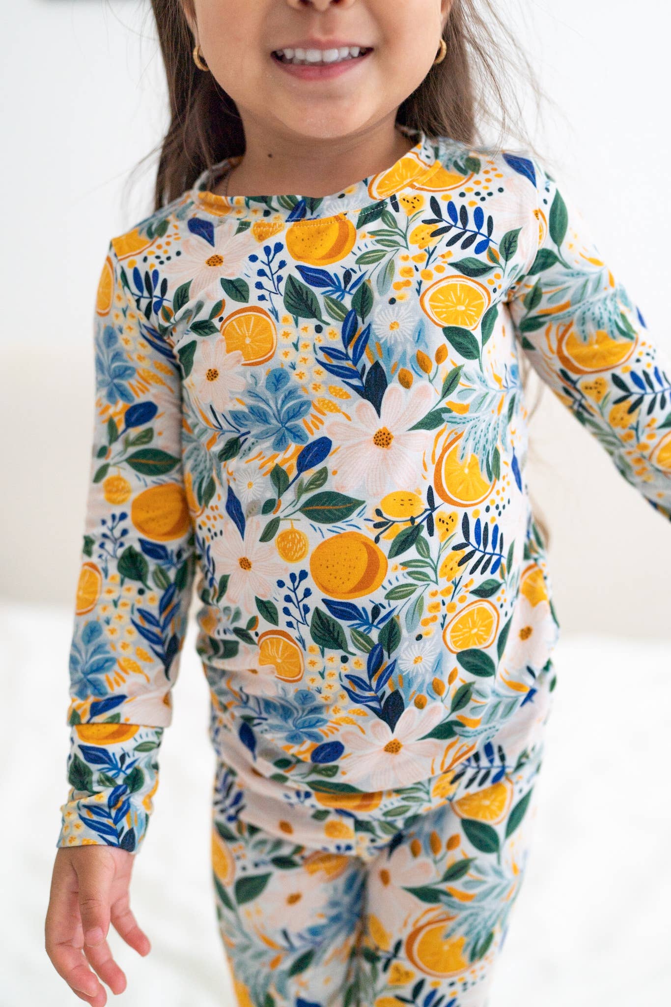 Kids Bamboo Pajamas Long Sleeves - Clementine