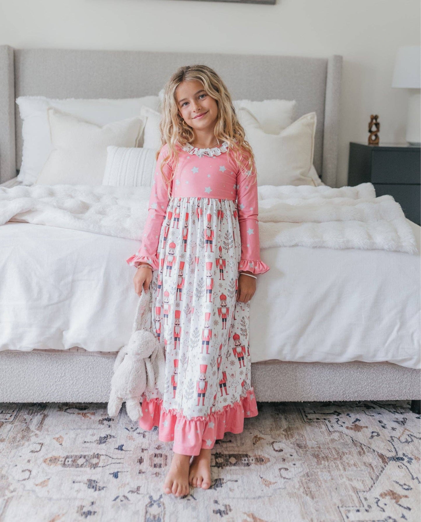 Oopsie Daisy - Girls Pink Star Nutcracker Christmas Holiday Lounge Gown