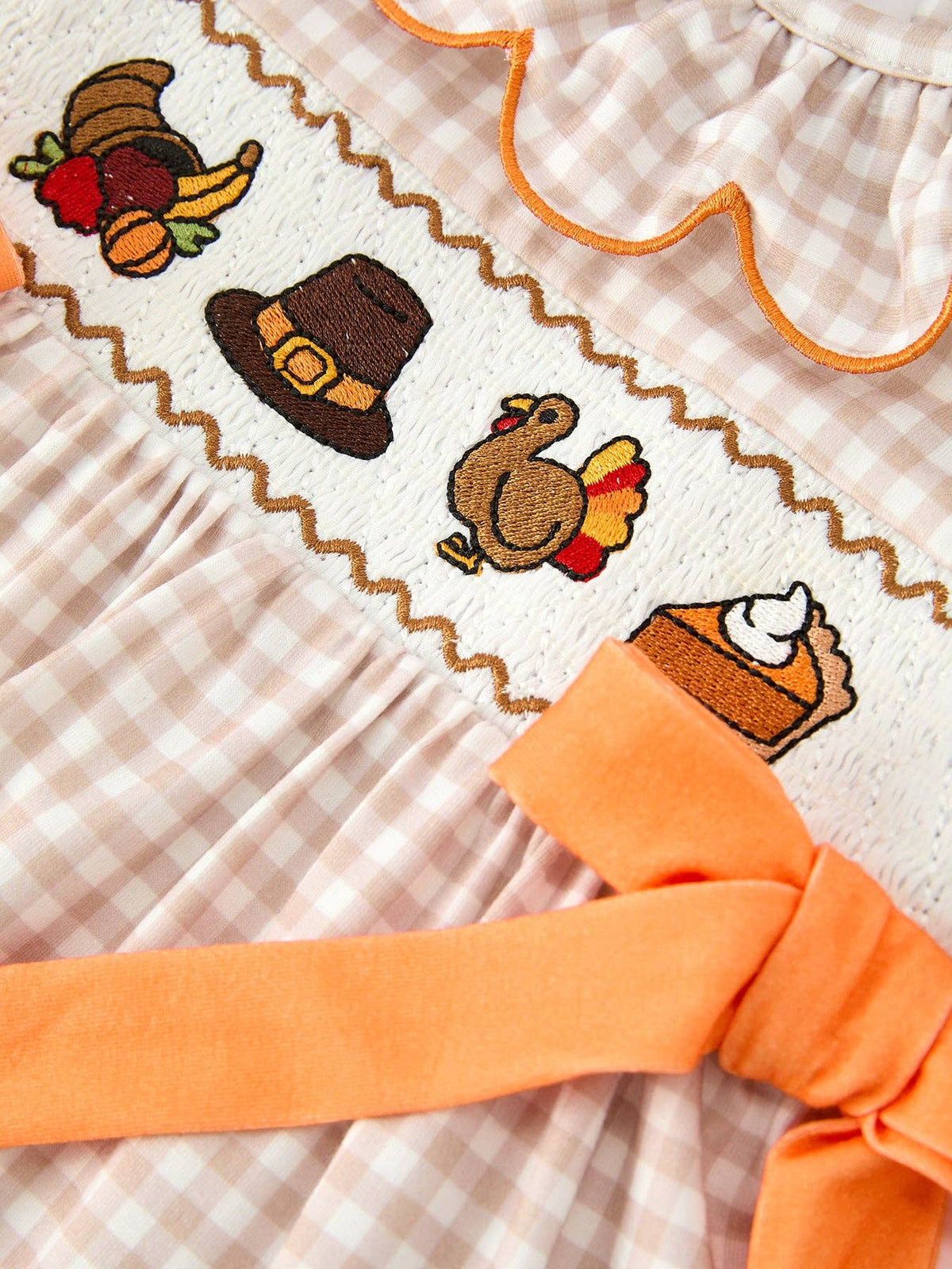 Thanksgiving Smocked Girls Dress Bloomer Set