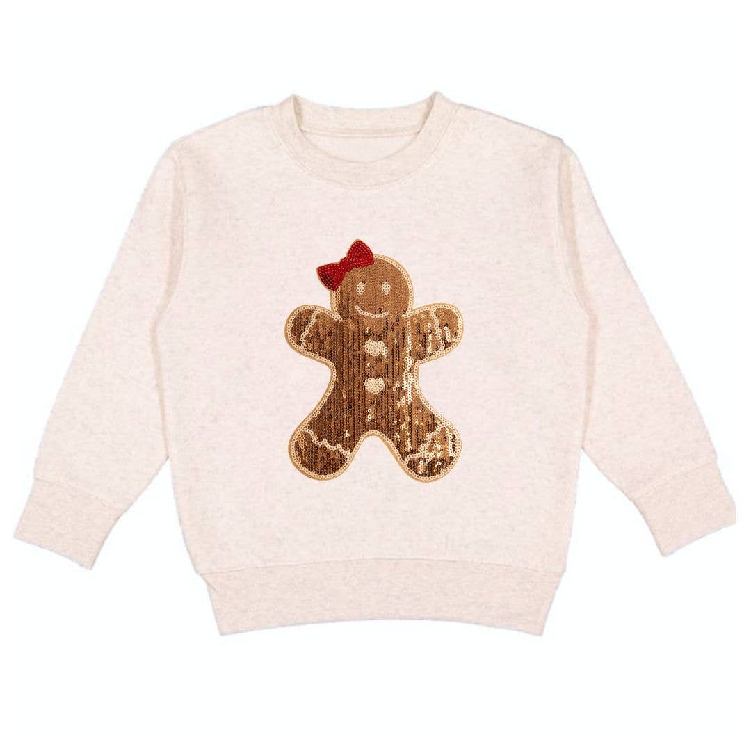 Sweet Wink - Gingerbread Sequin Patch Christmas Sweatshirt Girls Clothes