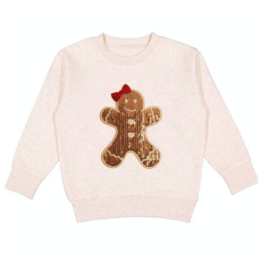 Sweet Wink - Gingerbread Sequin Patch Christmas Sweatshirt Girls Clothes