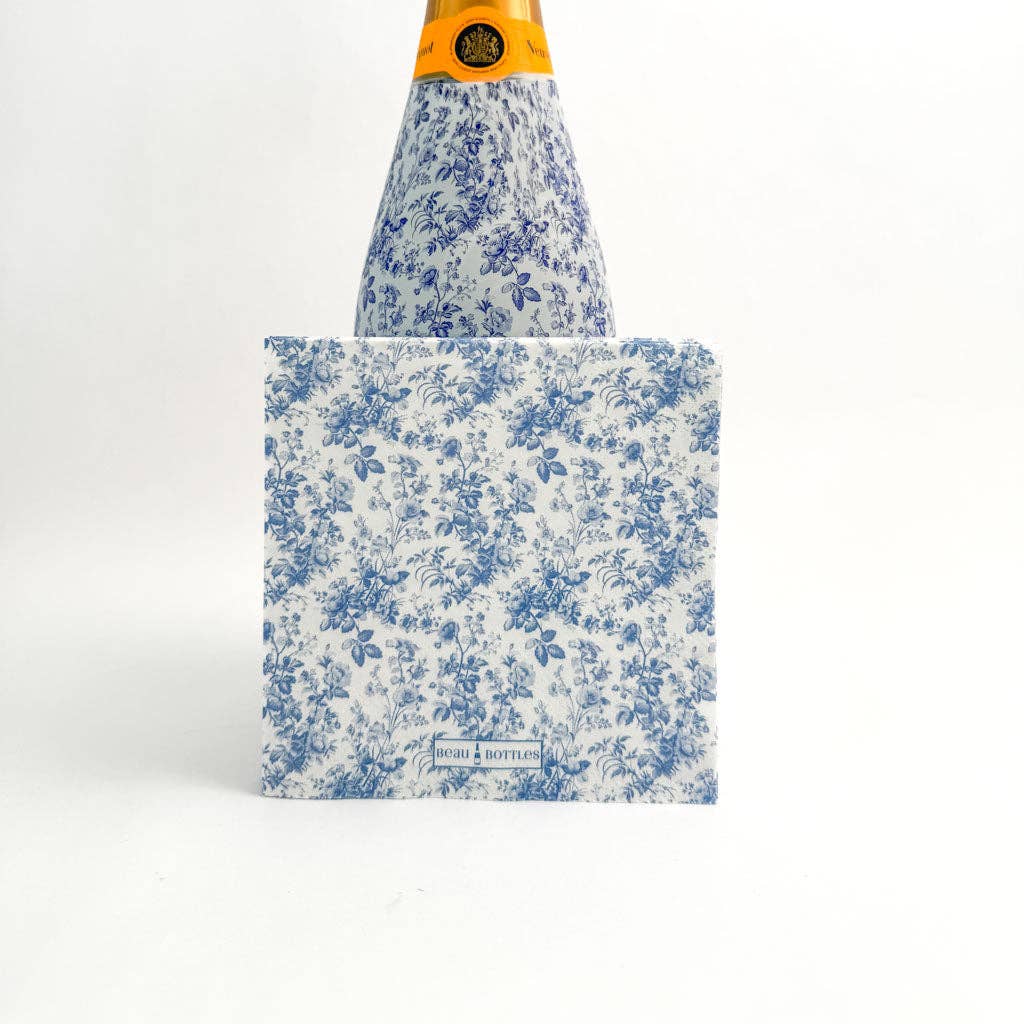 Beau Bottles - Beau Bottles Blue Floral Cocktail Napkins