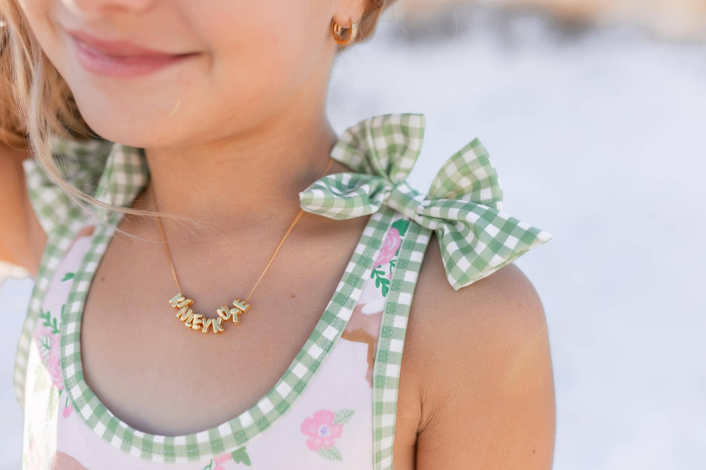 Kids Pink Horse Ruffles & Bows Cross Back One Piece Swimsuit
