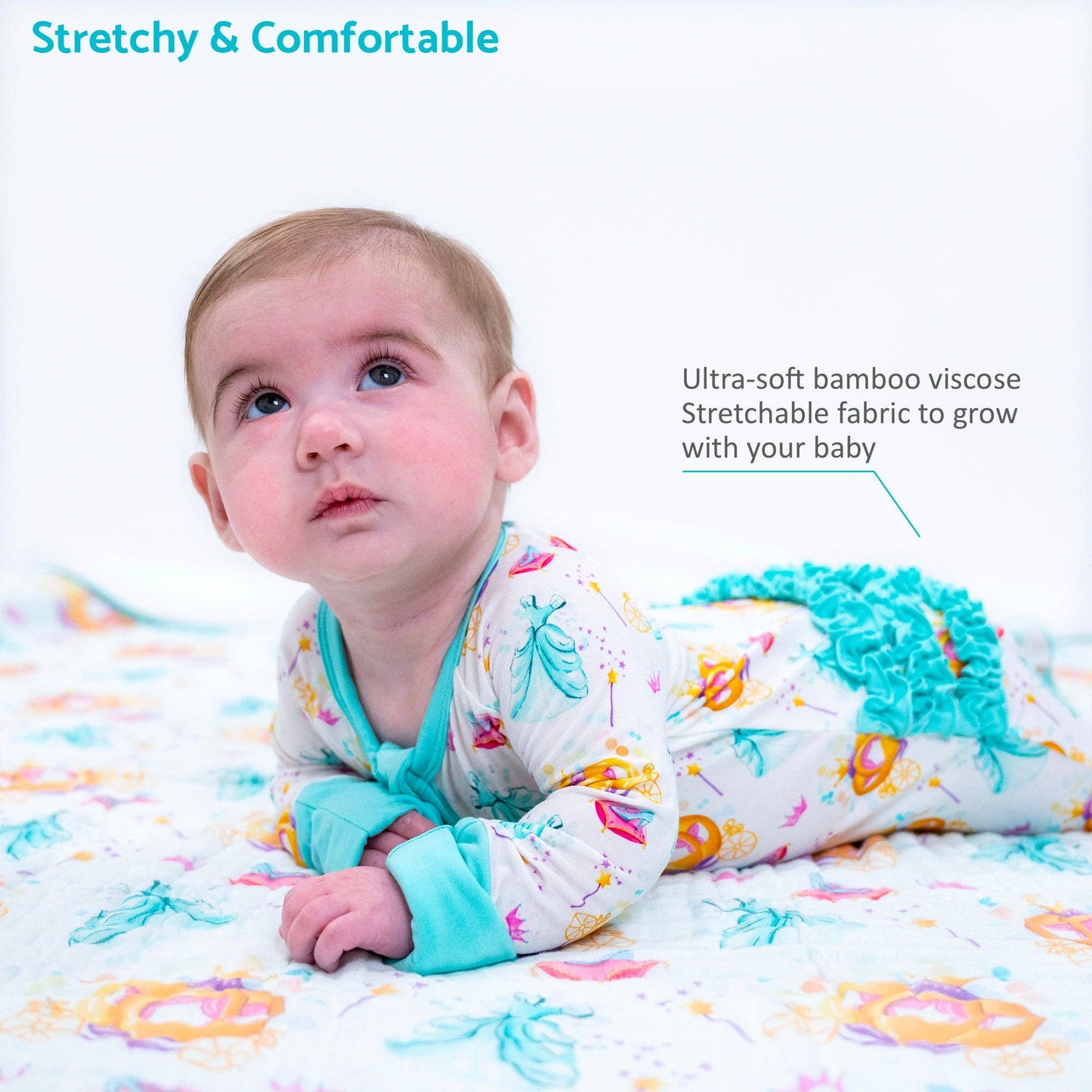 LollyBanks - Bamboo Baby Convertible Ruffle Zipper Pajama Glass Slipper