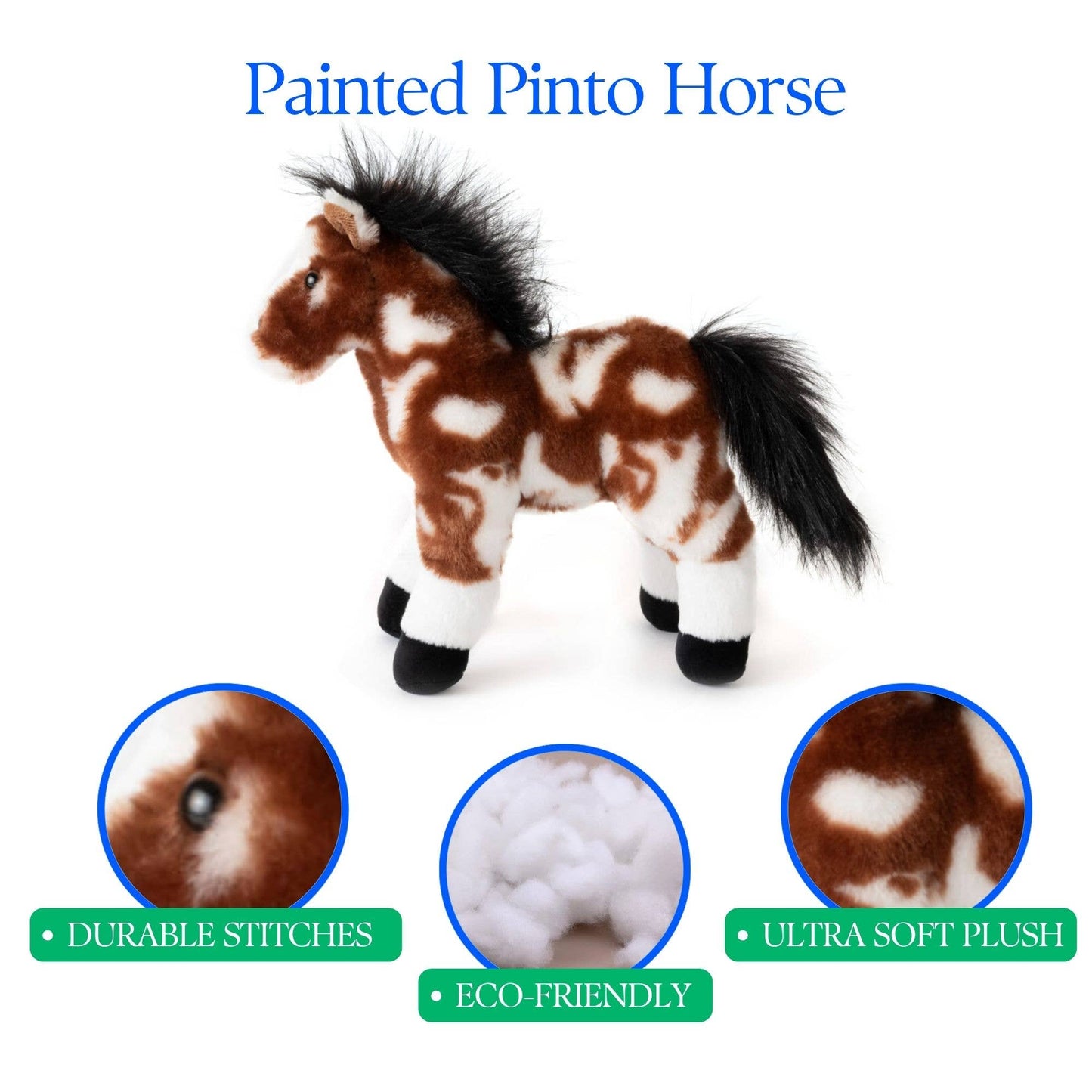 The Petting Zoo - 12" (30cm) Standing Horse Painted / Pinto Farm/Barnyard Animal