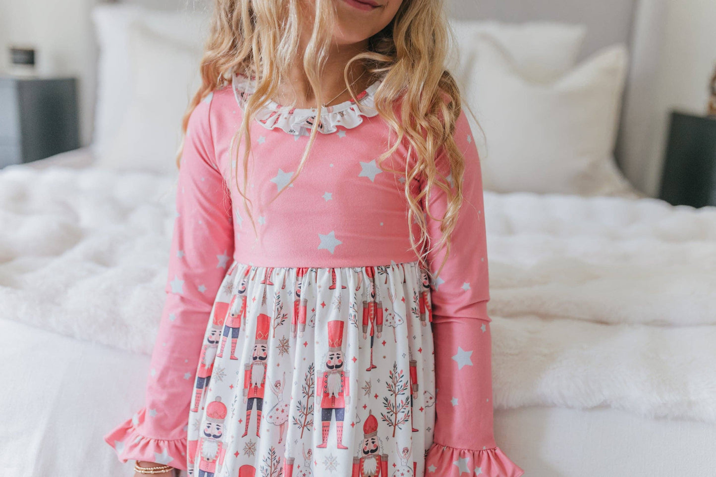 Oopsie Daisy - Girls Pink Star Nutcracker Christmas Holiday Lounge Gown