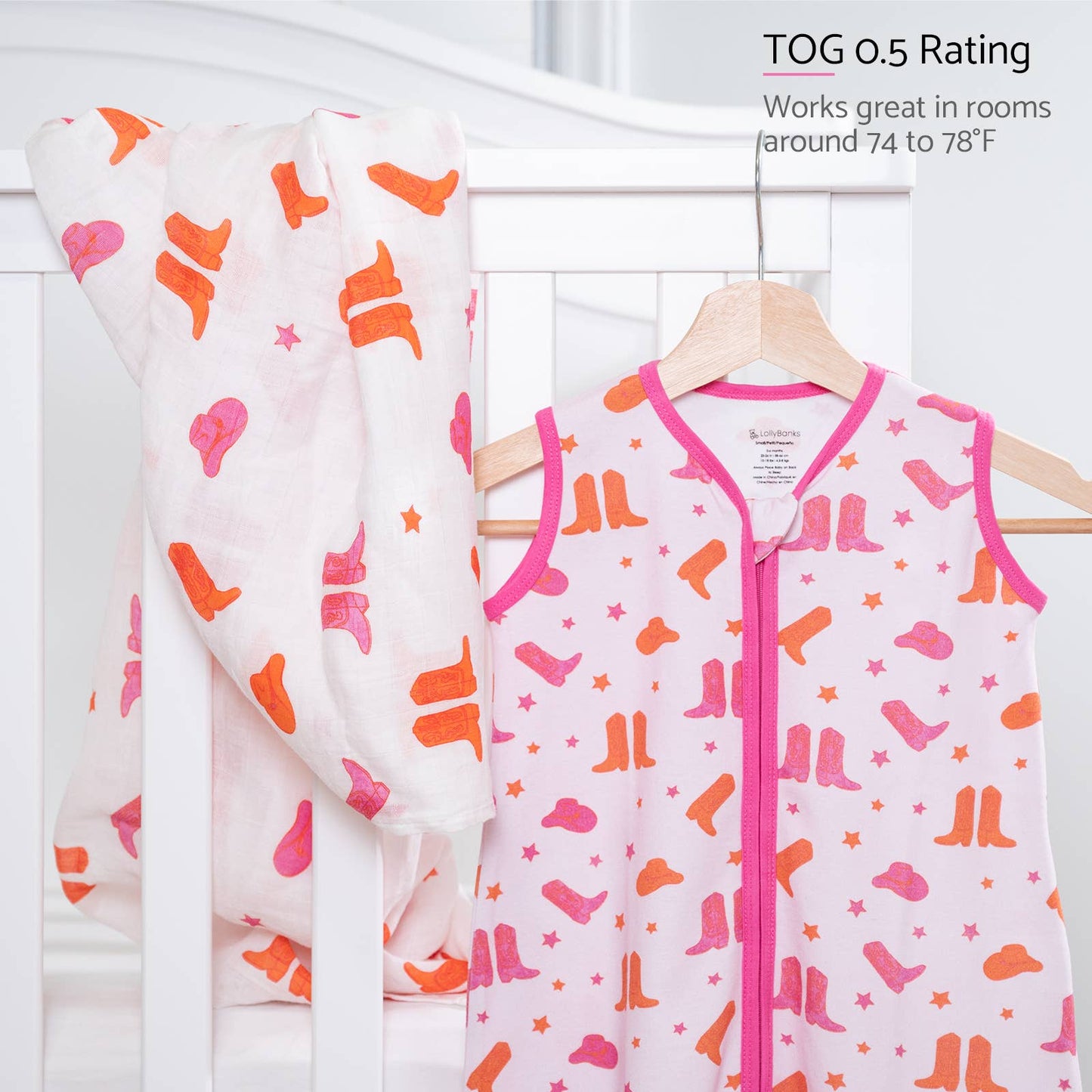 LollyBanks - Life is Better in Pink Boots Baby Girl Sleep Sack