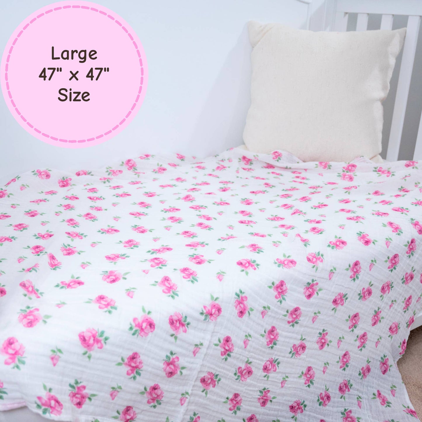Rose Buds and Blooms Baby Muslin Swaddle Blanket