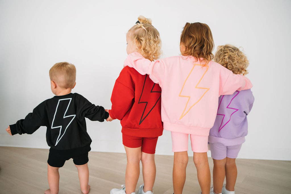 rainbow + co - BLACK Lightning Bolt Sweatshirt Set