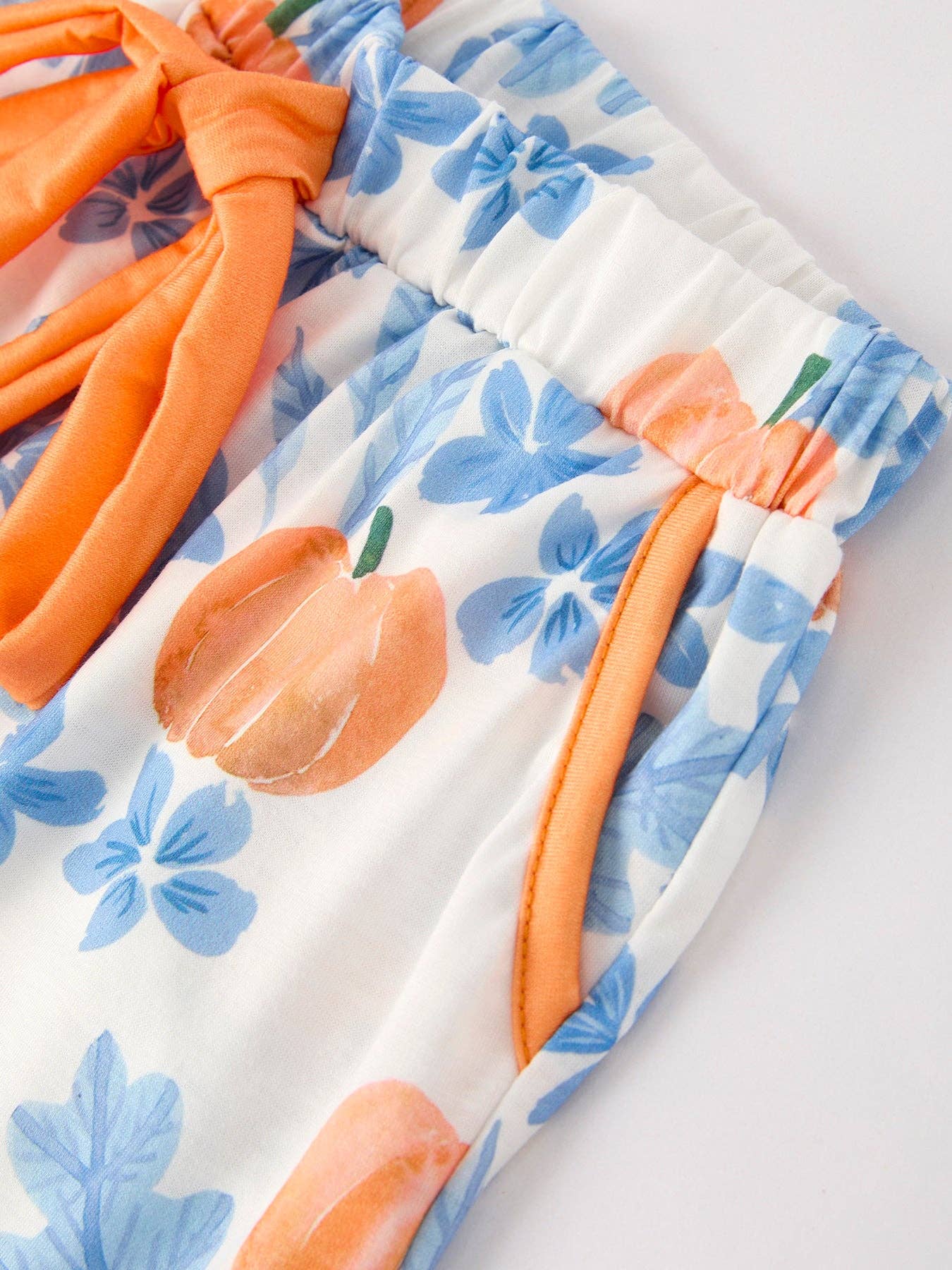 Rylee Faith Designs - Thanksgiving Day Pumpkin Floral Print Girls Pajamas Set