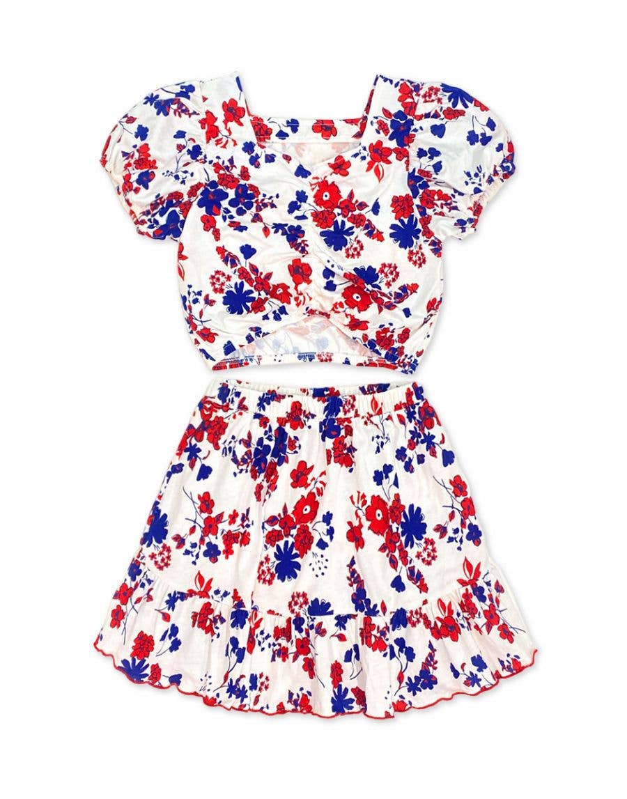 2 pc Skirt Set w/ Puff Sleeve
