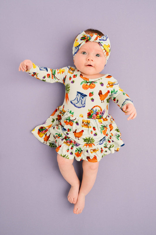 Little One Shop - Homestead Harvest Bodysuit Bamboo Dress