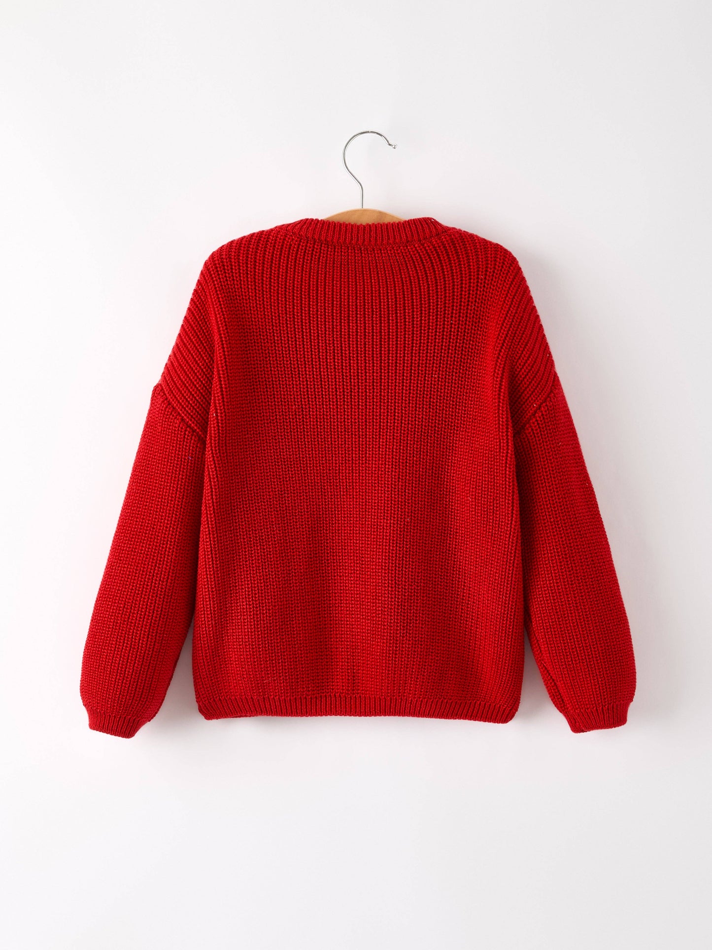 Red Christmas Girls Nutcracker Sequins Pullover Sweater