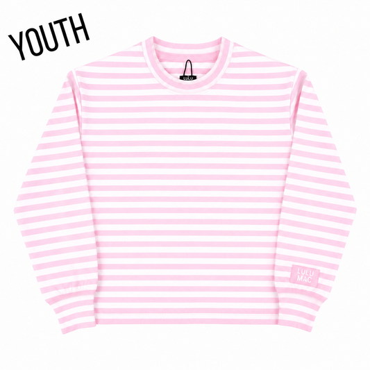 STRIPE LONG SLEEVE TOP-LIGHT PINK