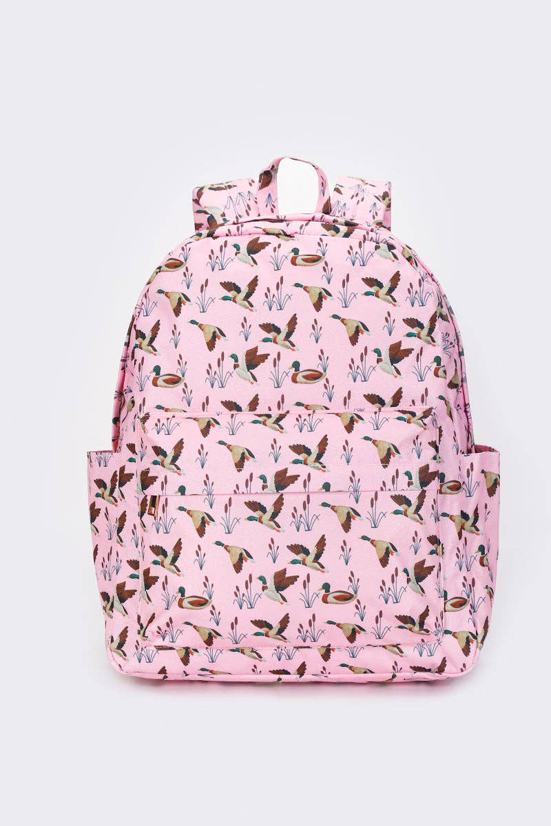 sassy kids palace - Pink Girls Duck Printed Canvas Backpack