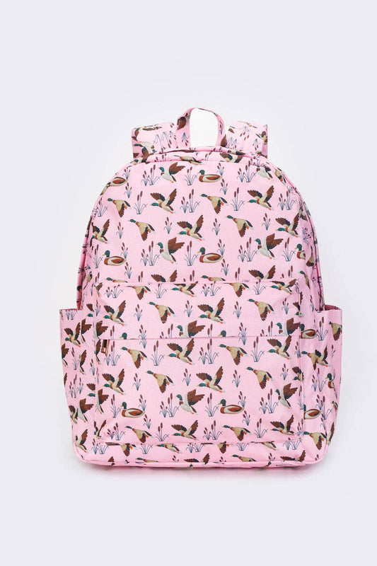 sassy kids palace - Pink Girls Duck Printed Canvas Backpack