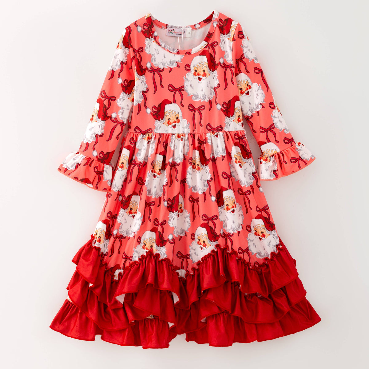 Red Ruffle Santa Maxi Girls Dress