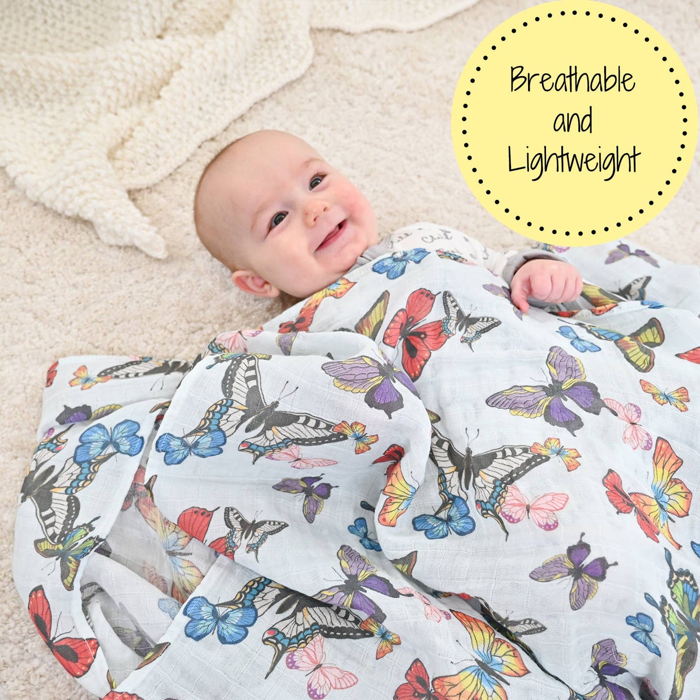LollyBanks - Butterfly Away Baby Swaddle Blanket