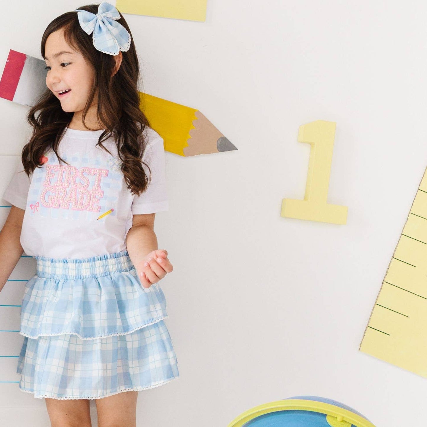 Sweet Wink - Blue Plaid Bow Headband - Kids Hair Accessories