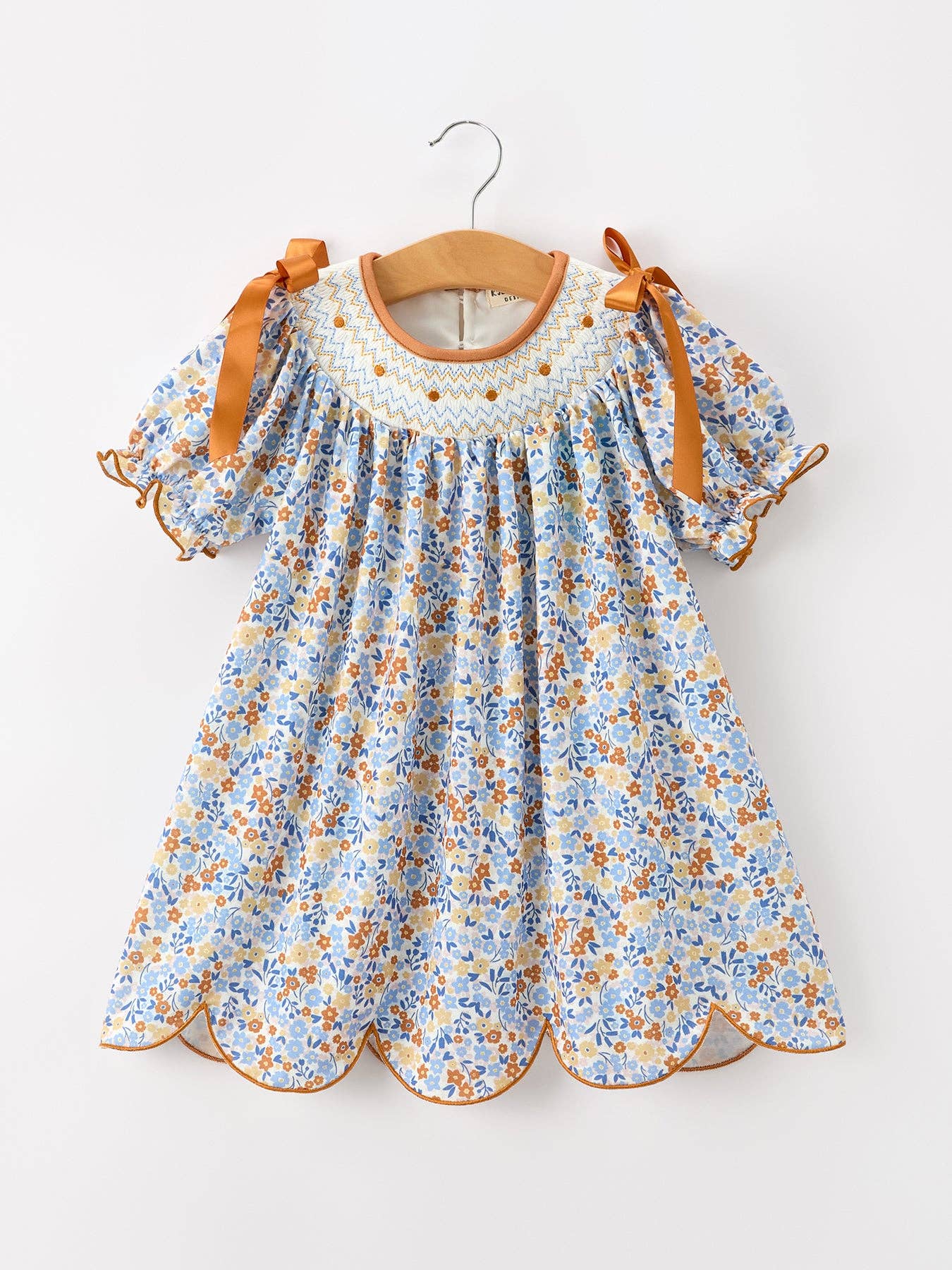 Rylee Faith Designs - Fall Floral Smocked Girls Dress