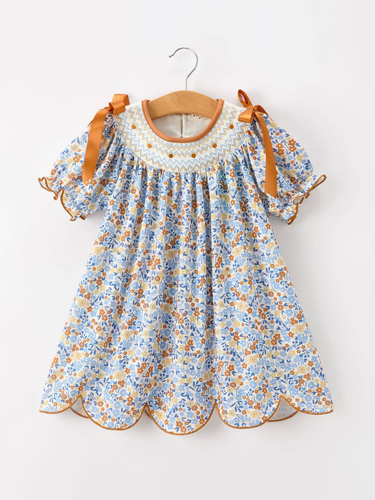 Rylee Faith Designs - Fall Floral Smocked Girls Dress