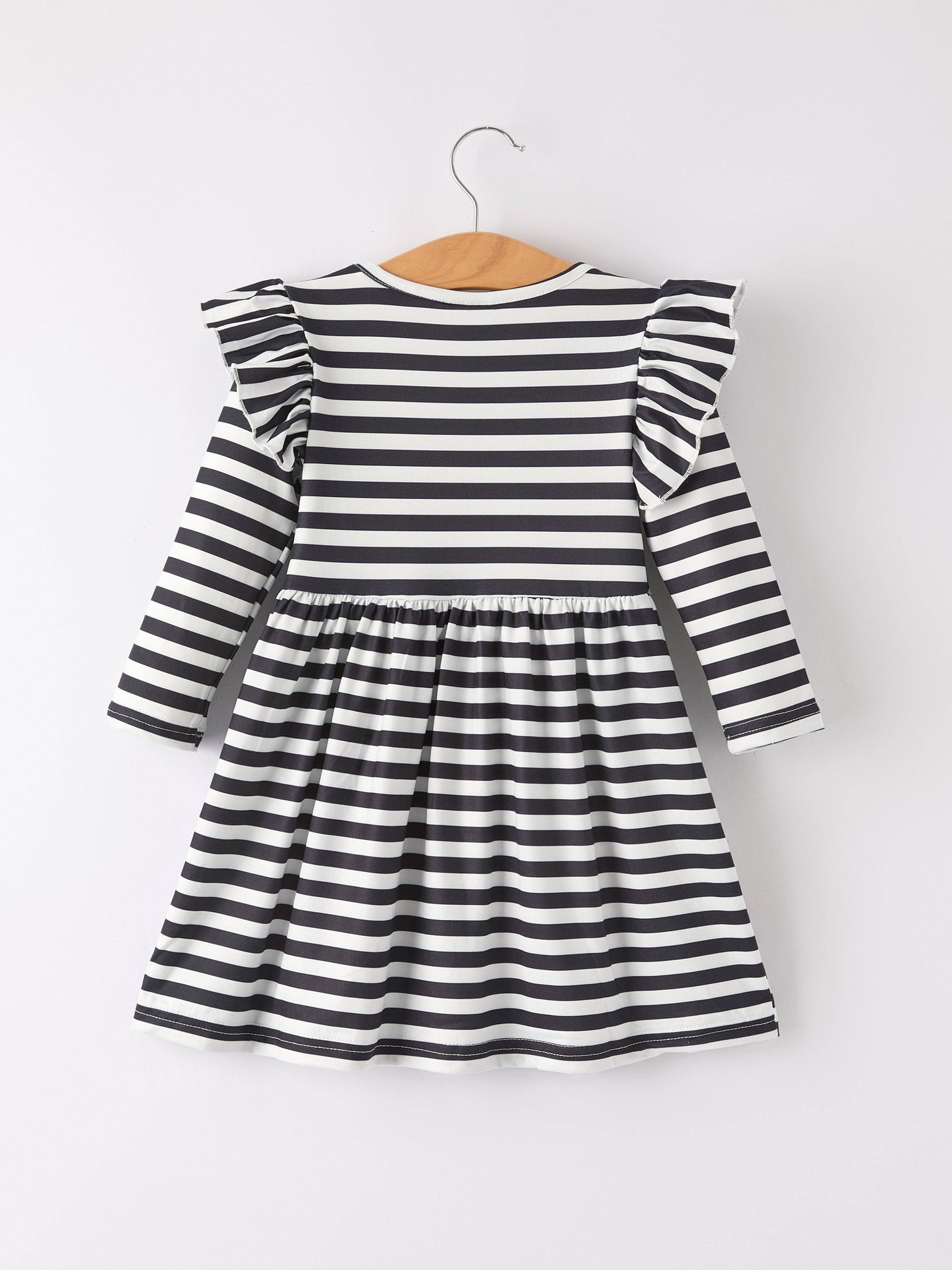 Rylee Faith Designs - Halloween Black and White Striped Print Girls Dress