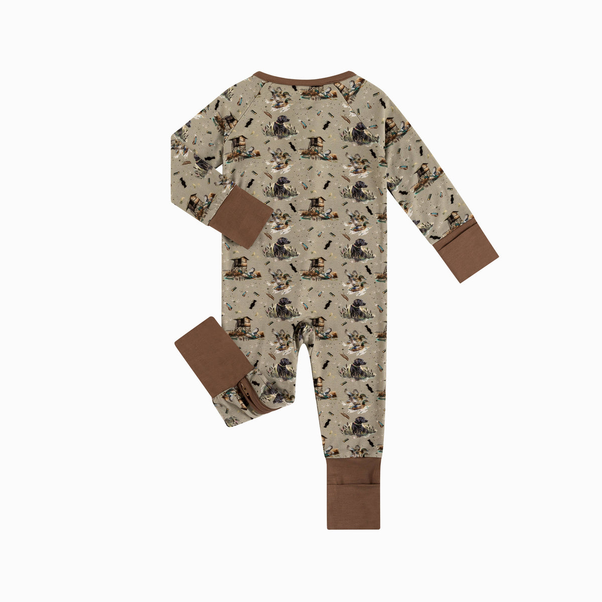 FancyPrince - Thatched cottage and rural dog Bamboo Zipper Romper Pajamas