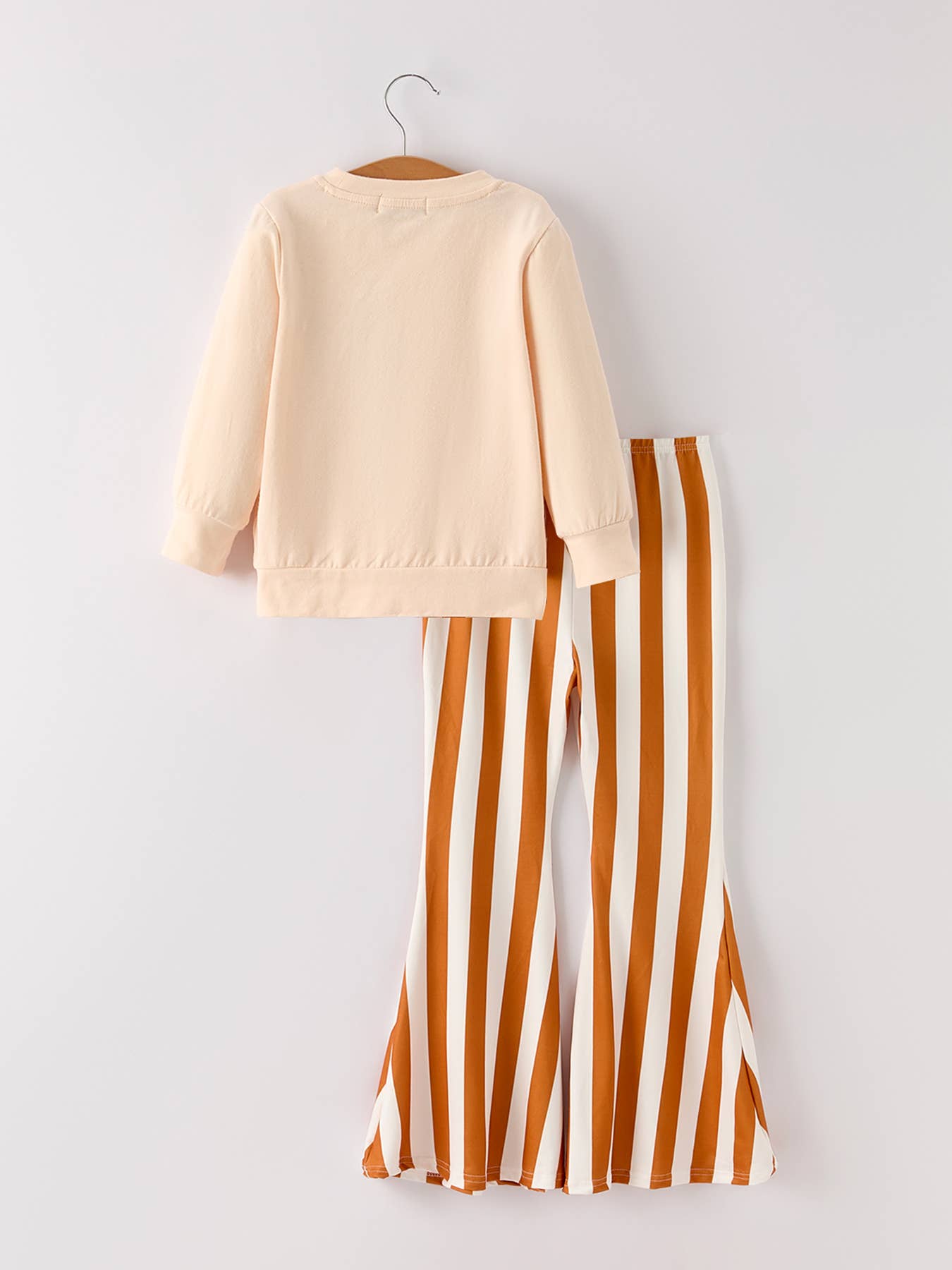 Fall Thanksgiving "thanksful" Chenille Patches Stripe Girls Long Sleeve Seth