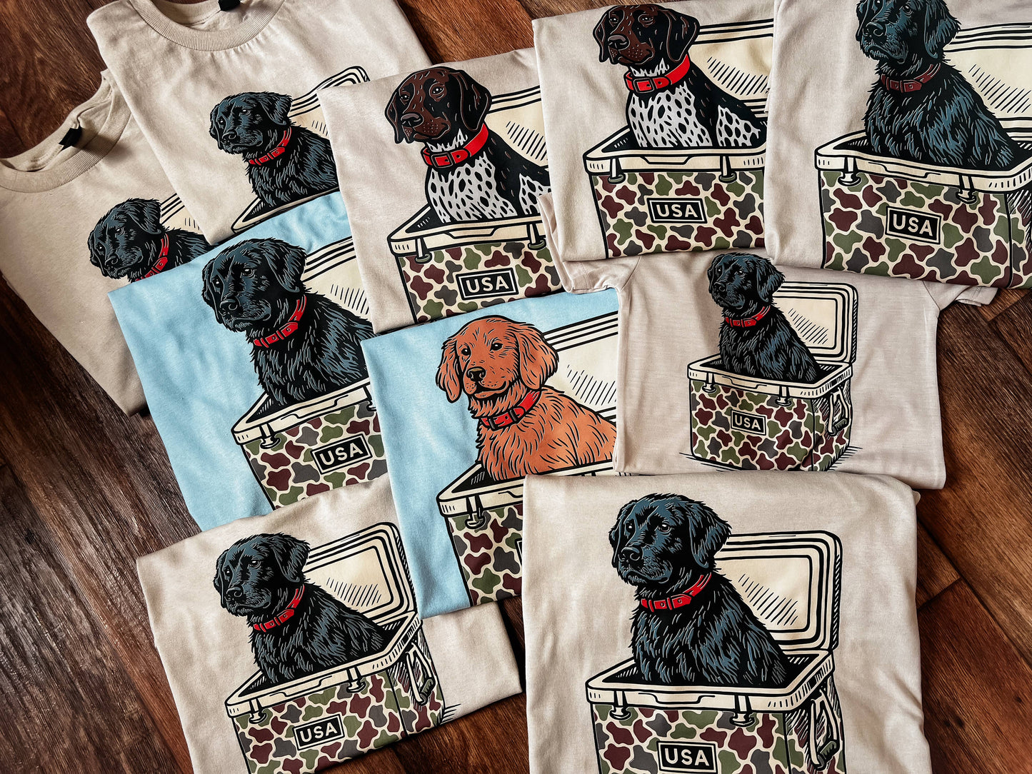 Front Porch Boutique - Camo Cooler Dog Short Sleeve Tee