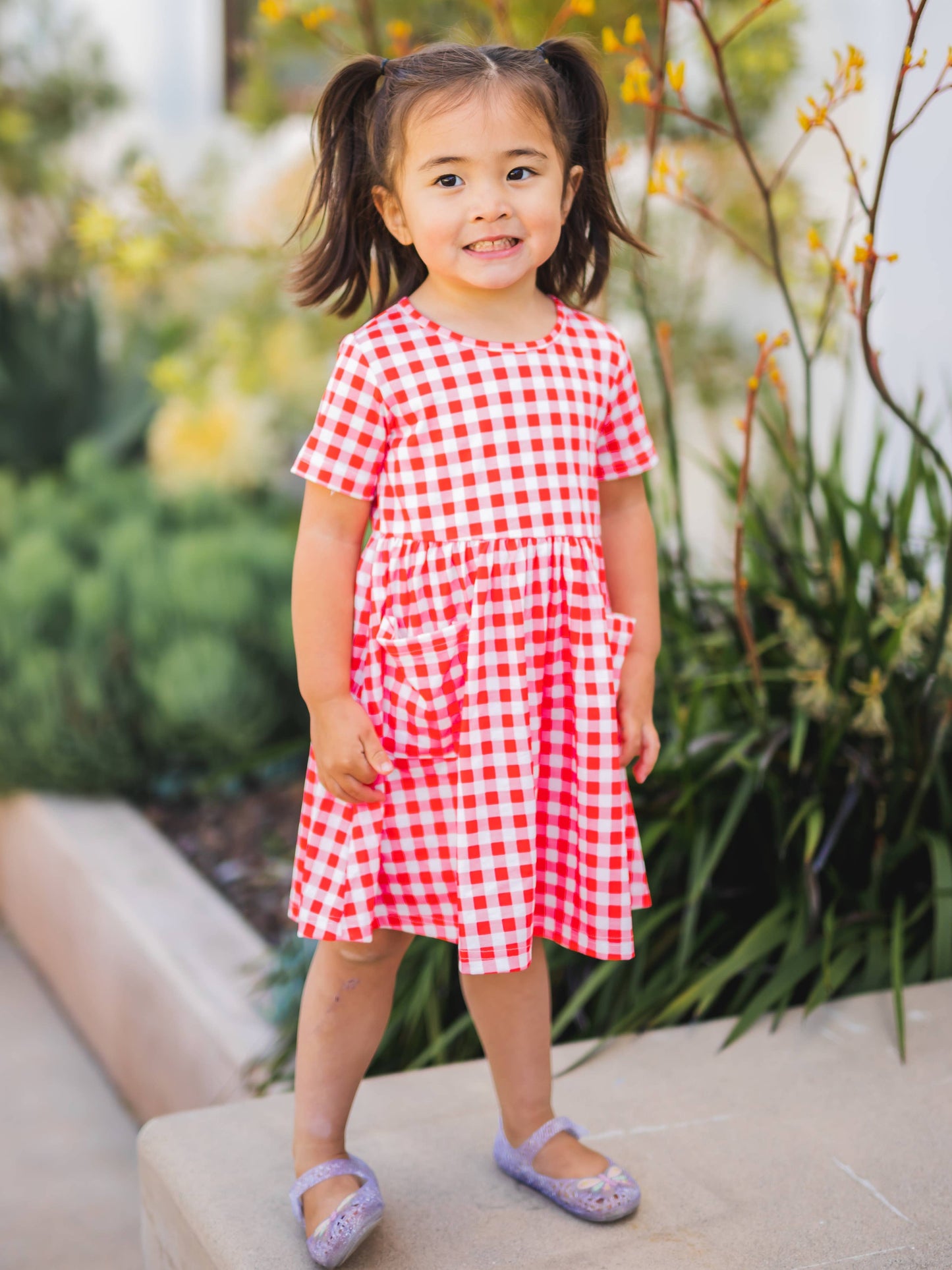 Gingham Girls Pocket Dress