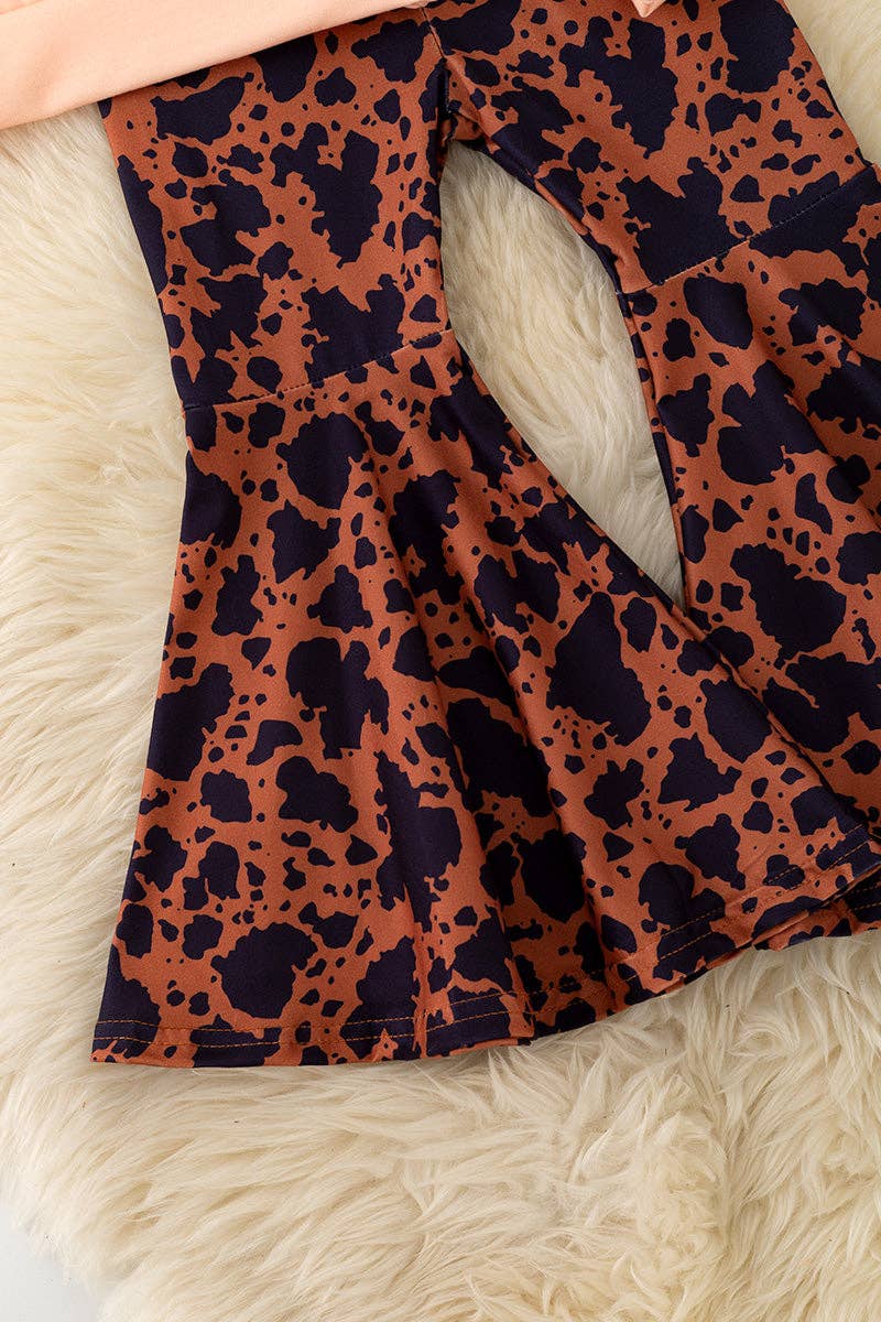 Cow print Christmas tree sweatshirt & bell bottoms