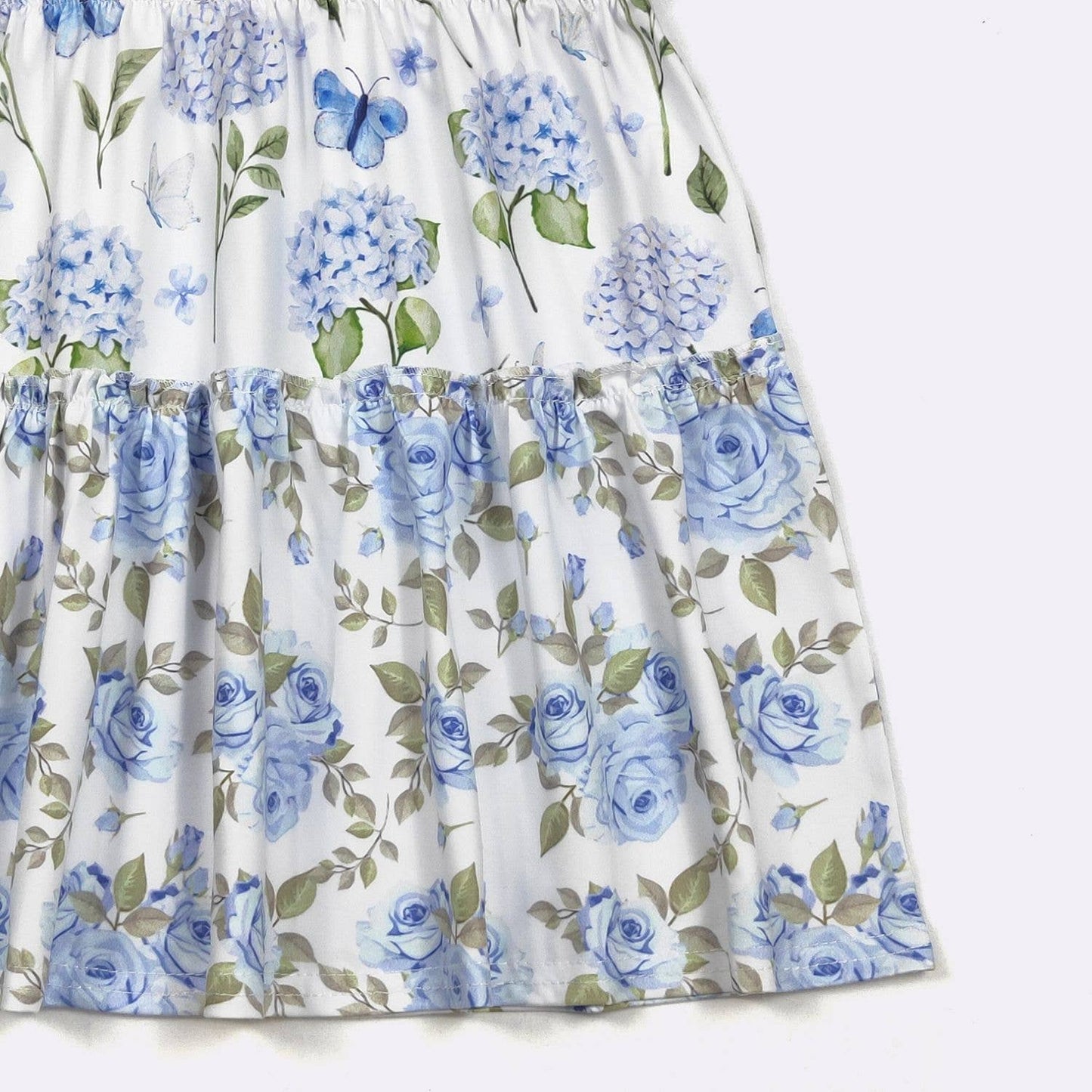 Blue Hydrangea Tier Girls Dress