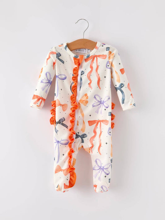 Halloween Bow Print  Romper