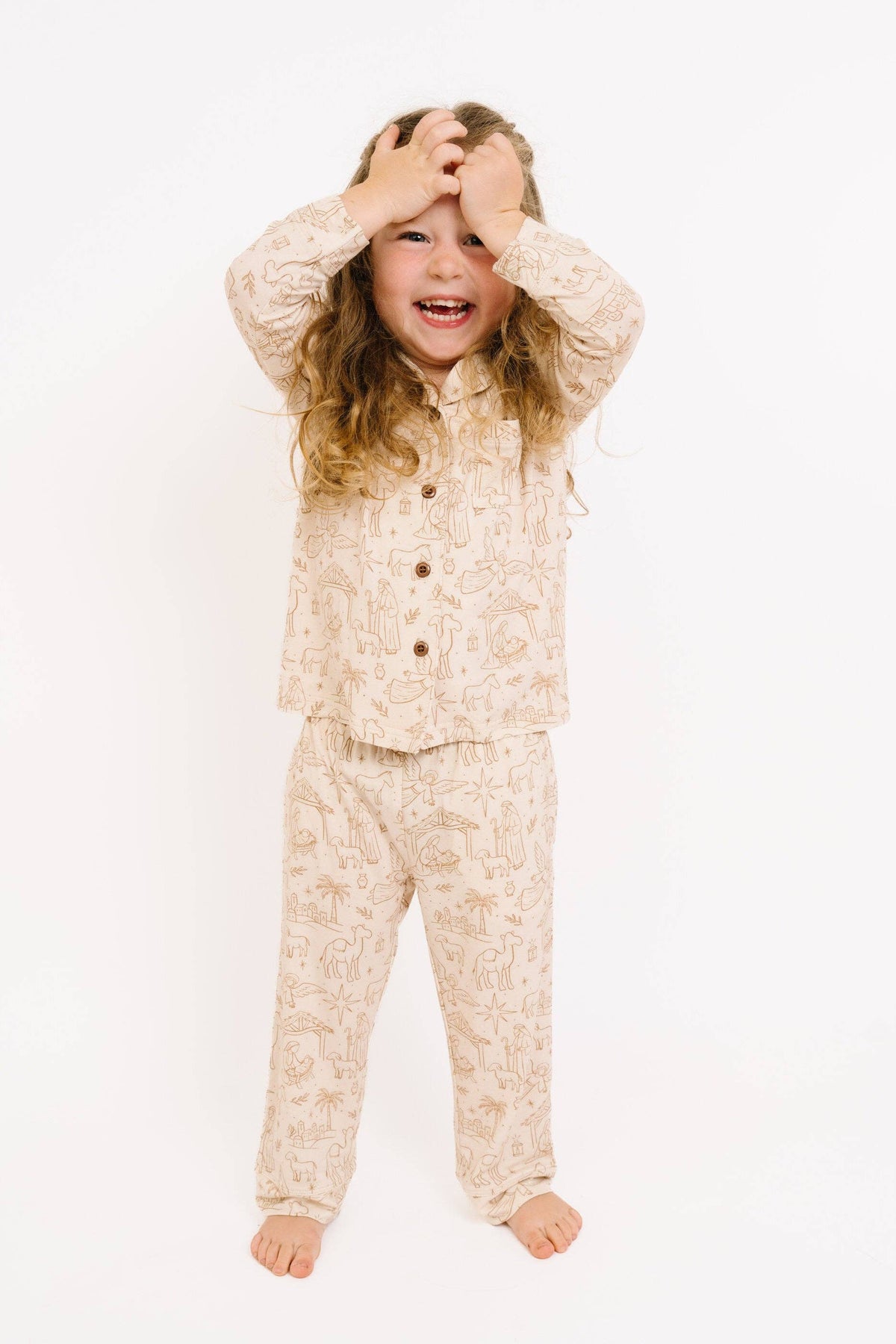 Nativity Kid Long Sleeve Bamboo Button Up Set