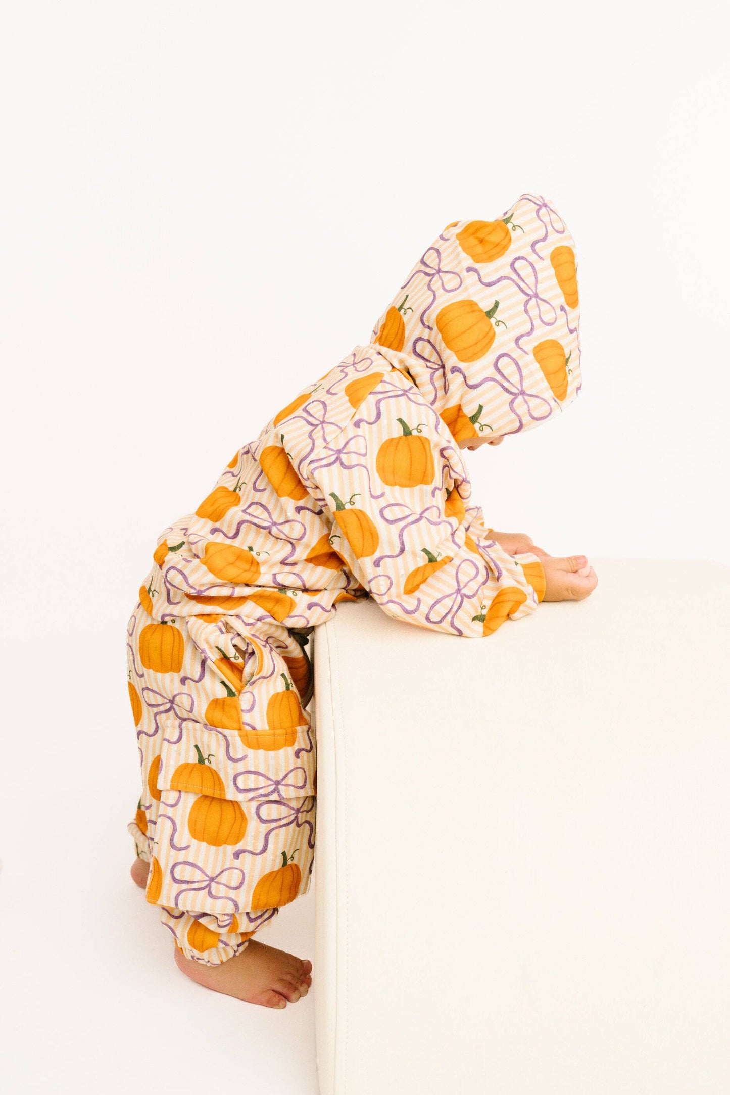 Little One Shop - Pumpkin & Bows Cargo Hoodie Set