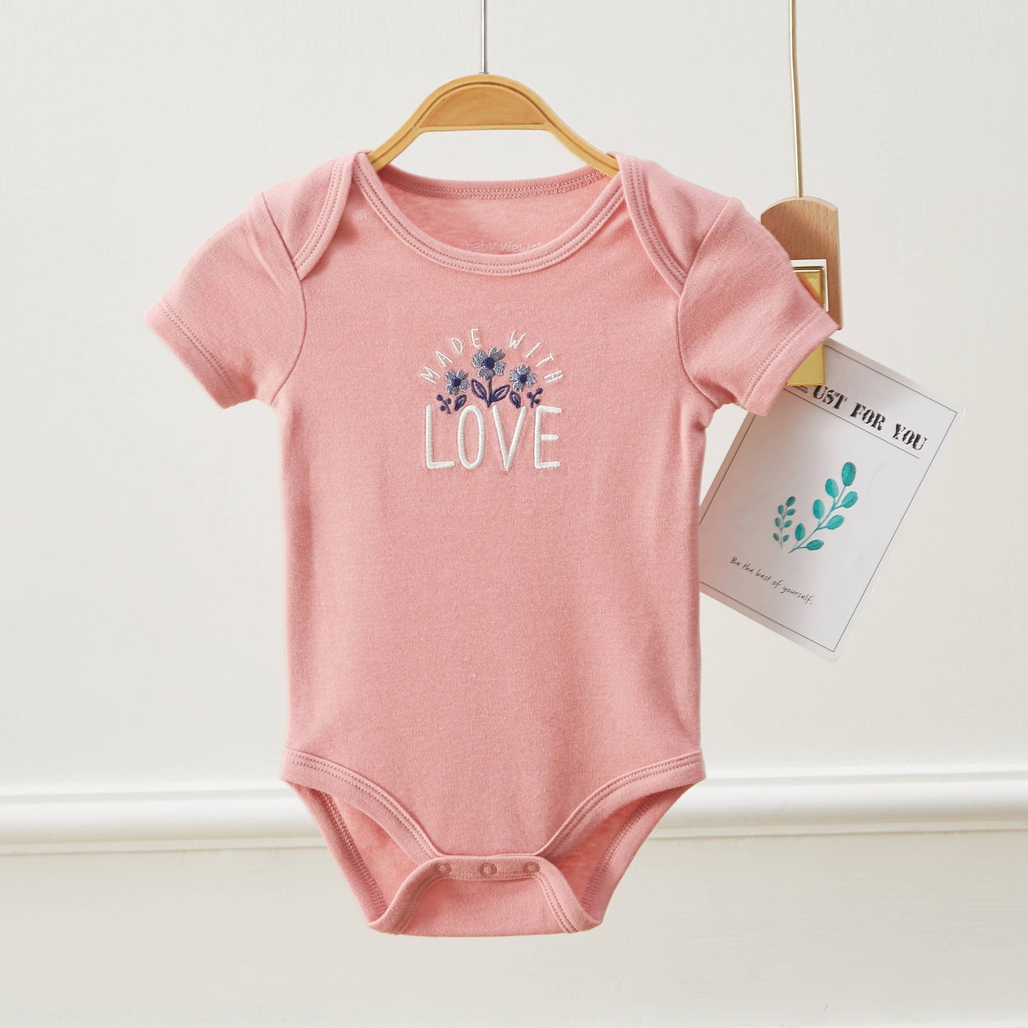Pack of 3 Baby Girls Love & Flower Pattern Bodysuits