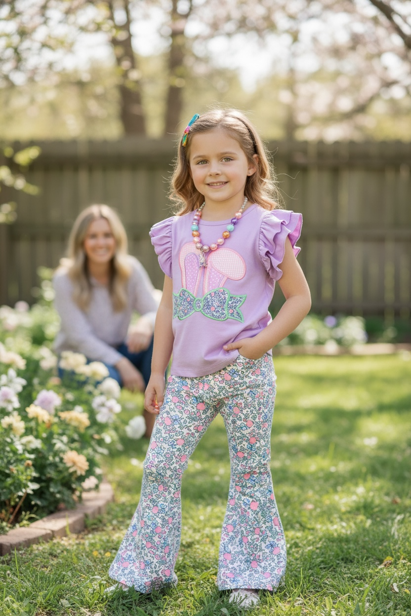 Easter bunny ears applique top & bottoms