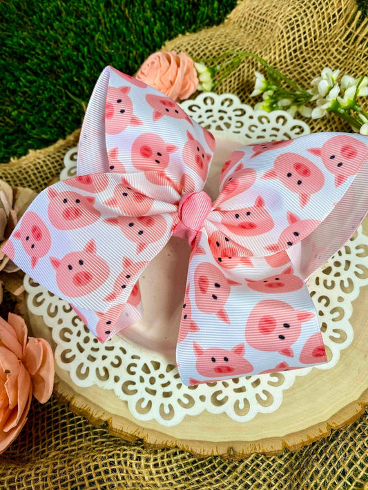 Pig Print Hair Bow
