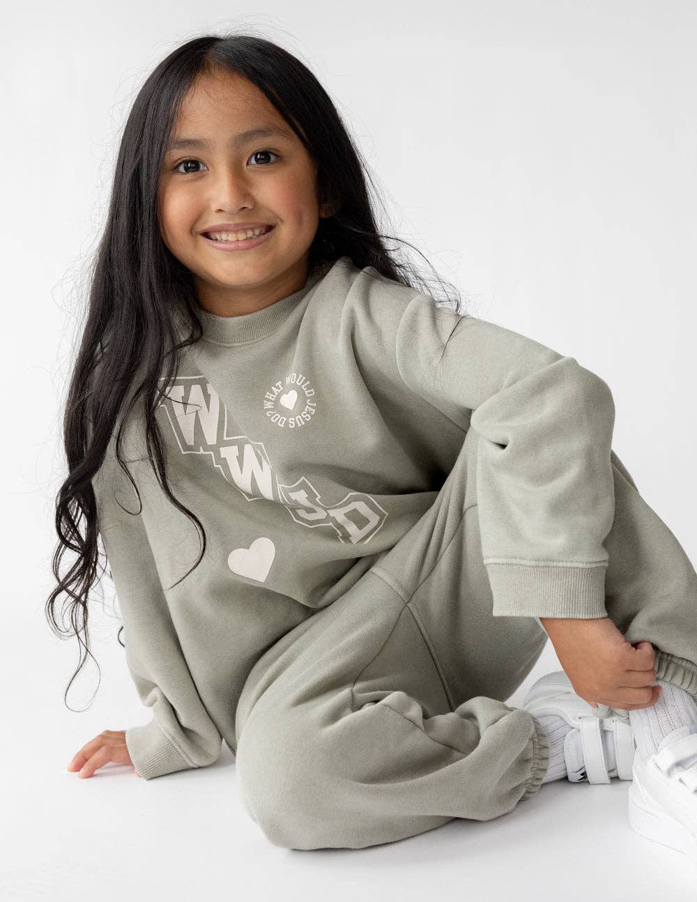 Elevated Faith - WWJD Varsity Kids Crewneck