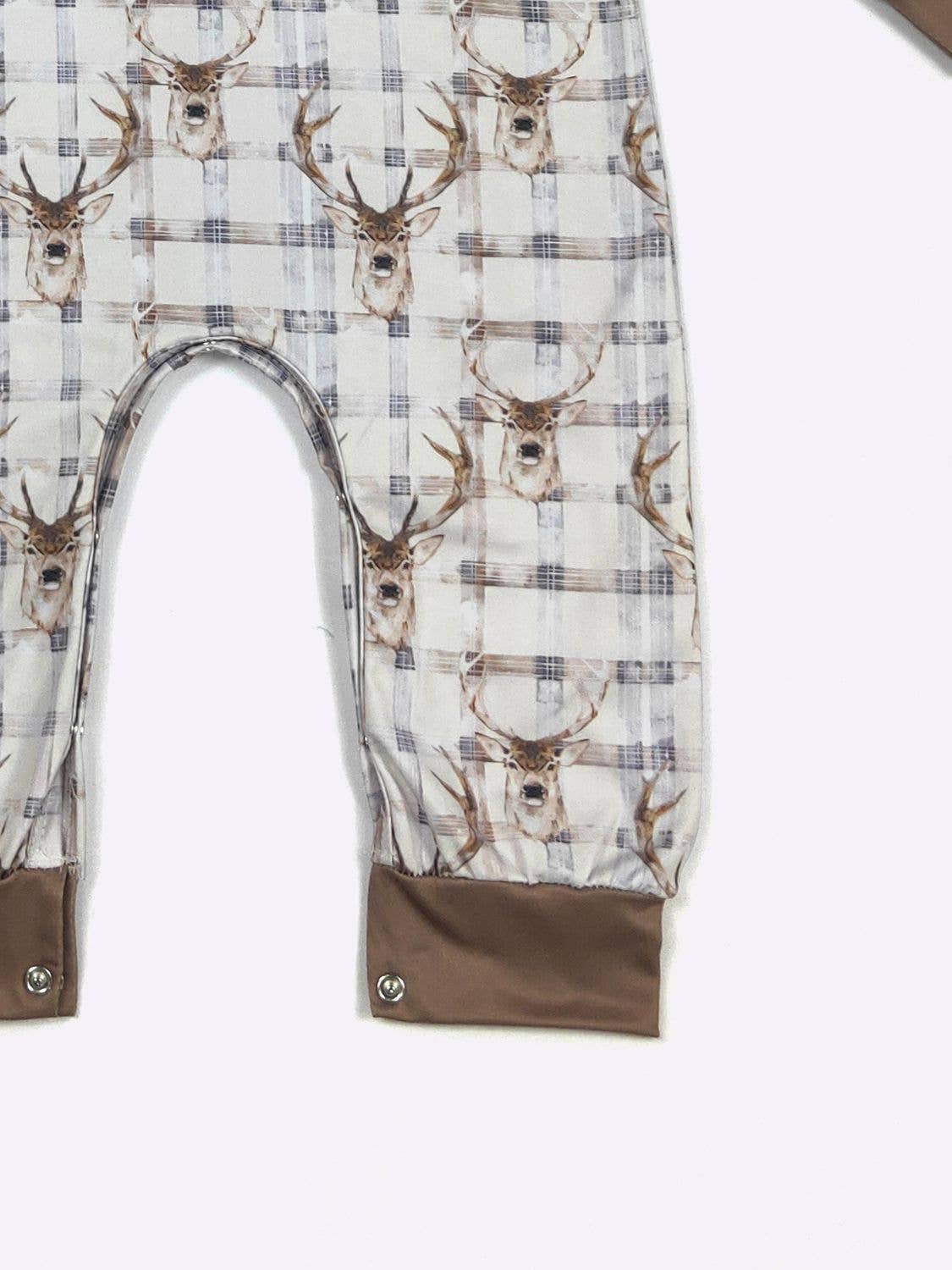 Plaid Deer LS Boy Romper