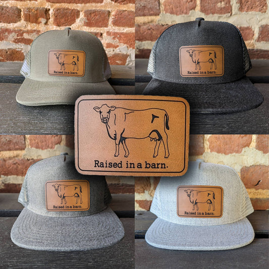 Raised in a barn Cow Country Western Farm Kids Trucker Hat