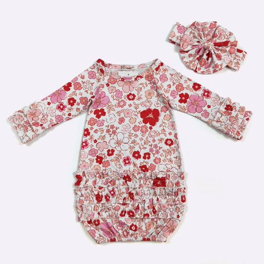 Cherry Floret Baby Gown