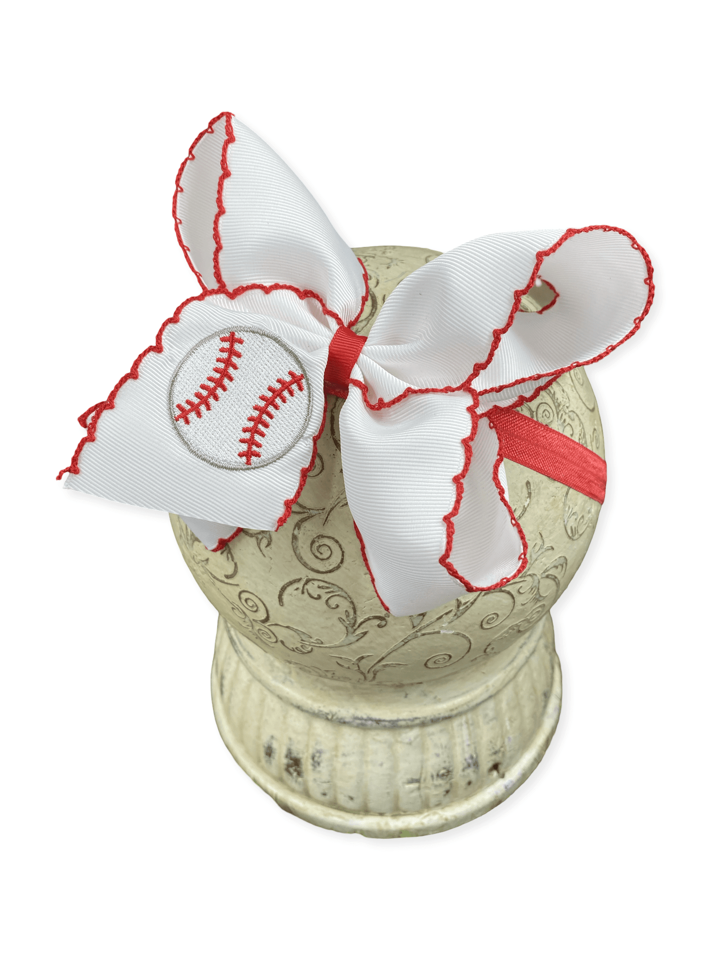 Baseball Moonstitch Embroidered Classic Hair Bow | Clip