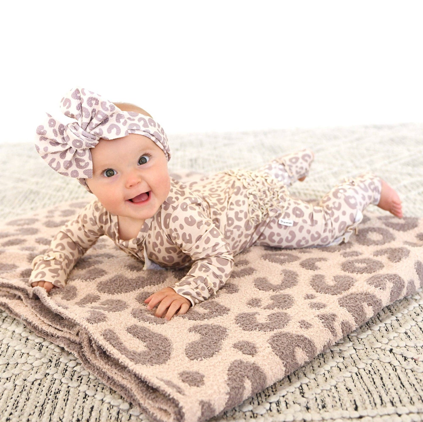 Gigi and Max - Amari Leopard RUFFLE ZIP Bamboo One Piece Baby Outfit