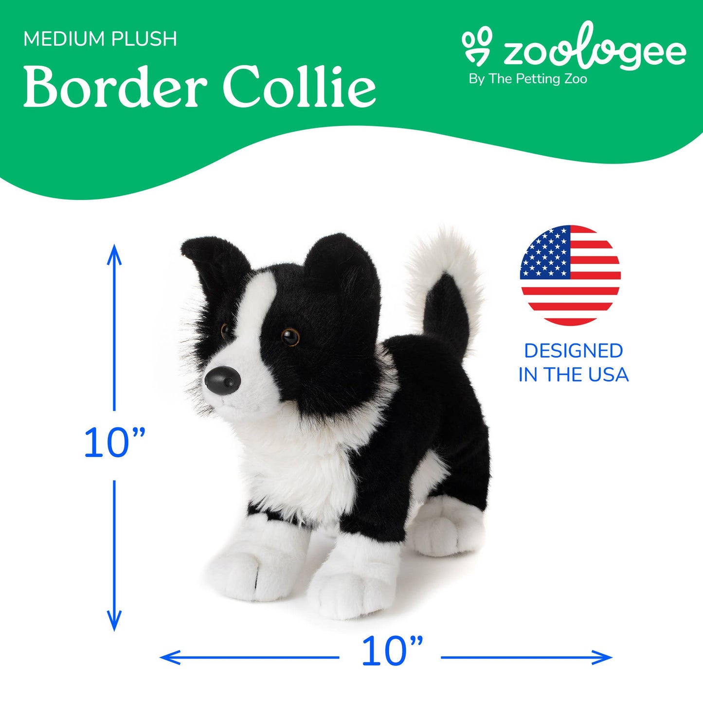 The Petting Zoo - New Border Collie Dog Medium 10" (26cm)